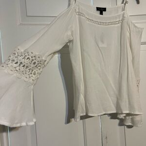Elegant White Lace Trim Women's Top